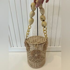 Victoria Dunn Beige and Gold Mini Bag